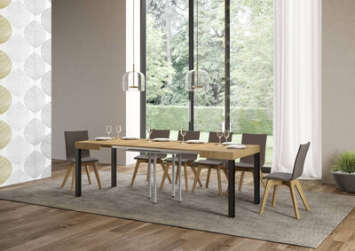 tavolo moderno allungabile gambe in metallo piano in legno quercia