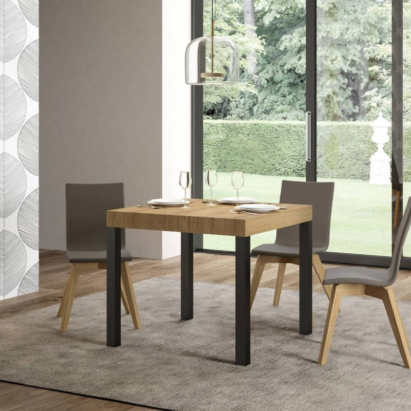 tavolo moderno allungabile gambe in metallo piano in legno quercia