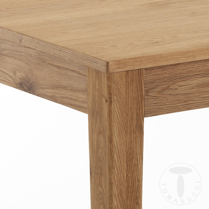 Tavolo da pranzo allungabile in legno massello finitura rovere cm 120/180x80x76h