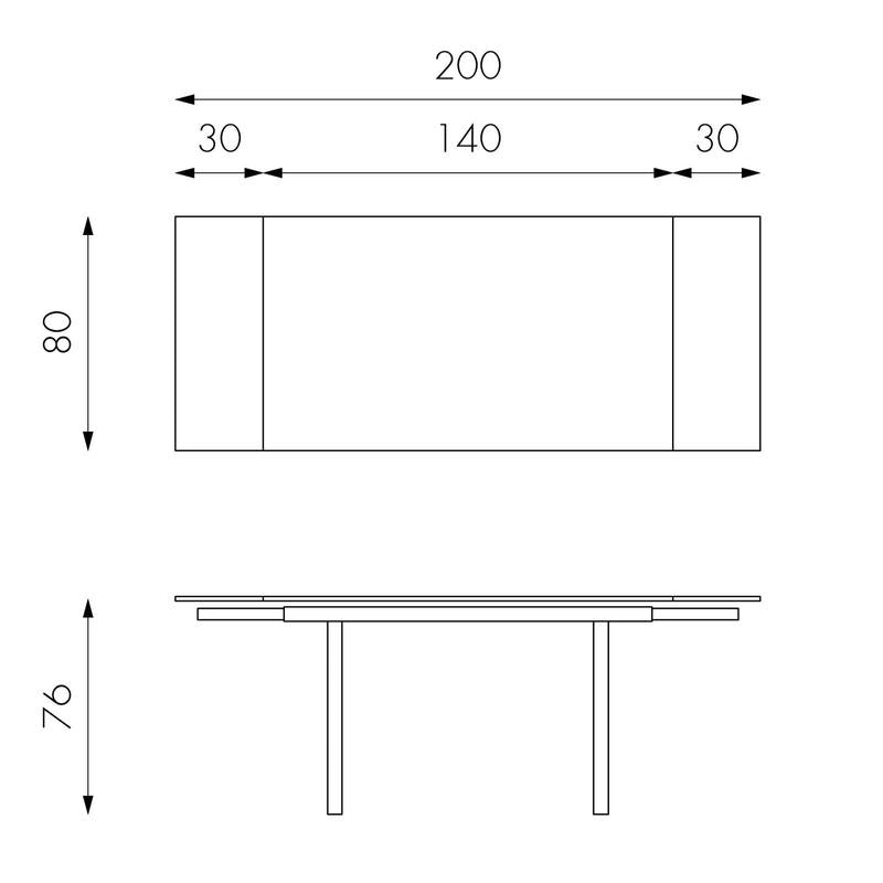 Tavolo moderno allungabile piano in vetro gambe in metallo cm 140/200x80x76h - vari colori