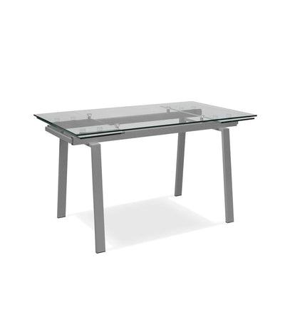 Tavolo moderno allungabile piano in vetro gambe in metallo cm 140/200x80x76h - vari colori