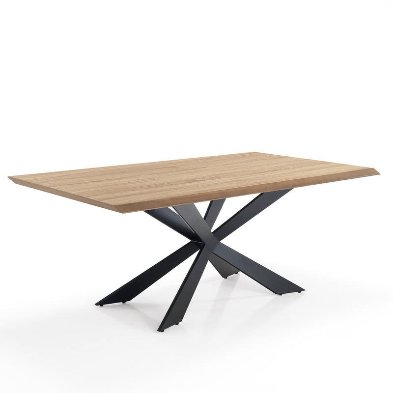 Tavolo da salotto design moderno base in metallo scuro piano in legno cm 200x100x76h - vari colori