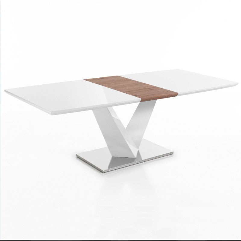 Tavolo design allungabile in legno lucido base in acciaio cm 160/200x90x75h - vari colori