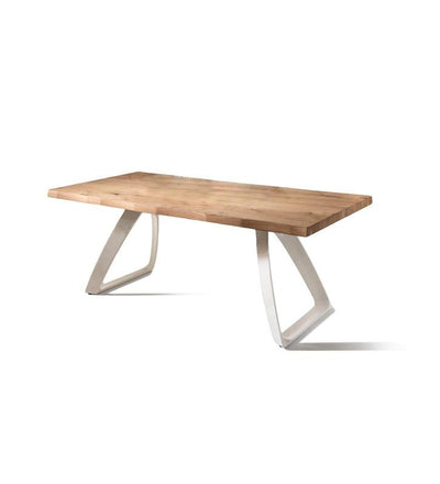 Tower fisso - Tavolo moderno fisso gambe in metallo bianco piano in legno cm 200x100x76h