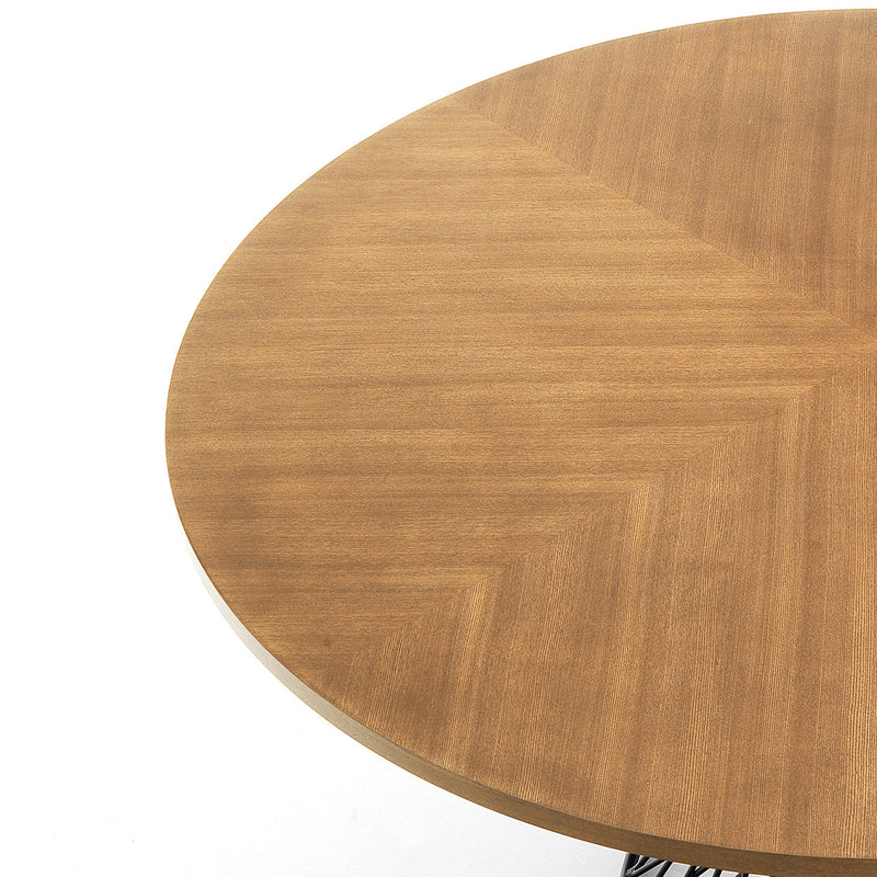 Tavolo tondo fisso con piano in legno e gamba centrale in metallo cm 137x76h  - vari colori