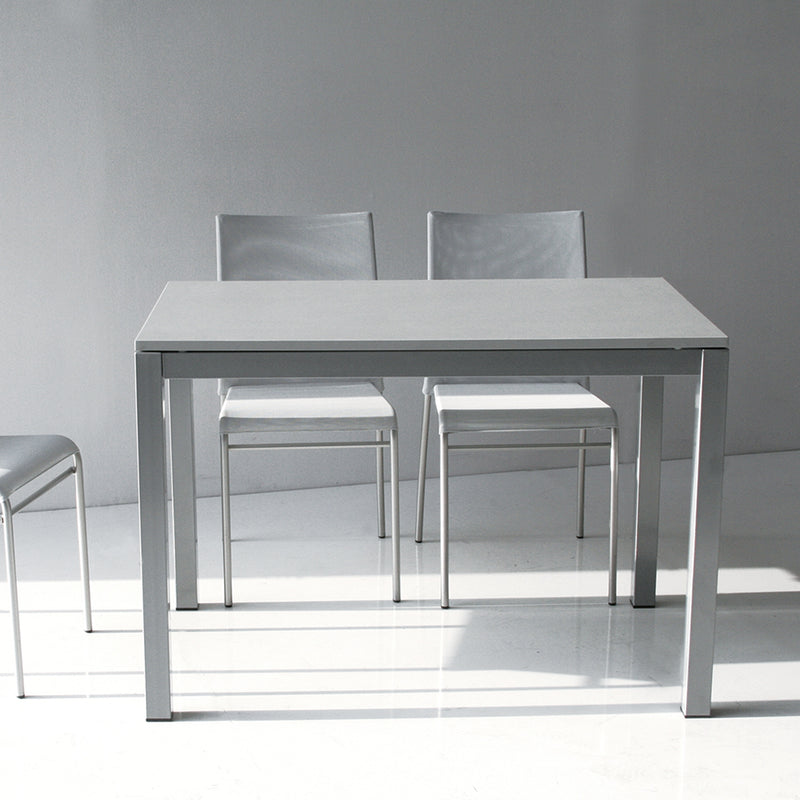 Arnold - Tavolo da pranzo moderno fisso in alluminio e piano in legno bianco - varie misure