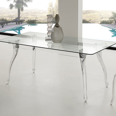 Queen Table - Tavolo moderno fisso piano in vetro gambe policarbonato -  varie misure