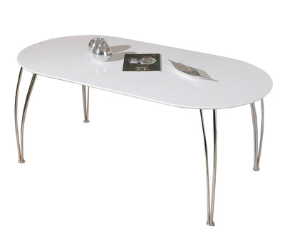 Cesar - Tavolo allungabile moderno ovale piano in legno con gambe metallo cm 140/180x90x74h