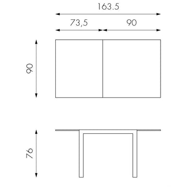 Tavolo da pranzo quadrato allungabile in metallo e vetro colore grigio cm 90x90/163x76h