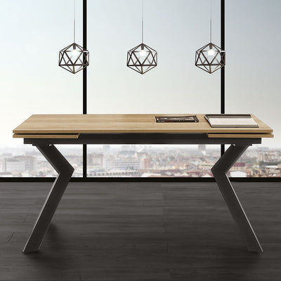 Tokio - Tavolo design moderno allungabile piano in legno gambe in metallo cm 160/240x90x77h - vari colori