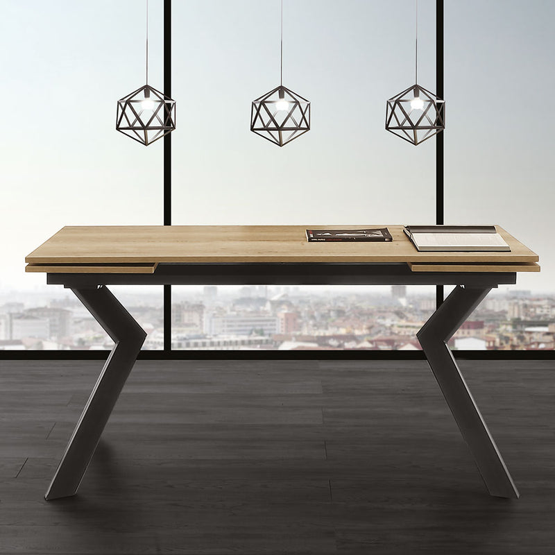 Tokio - Tavolo design moderno allungabile piano in legno gambe in metallo cm 160/240x90x77h - vari colori