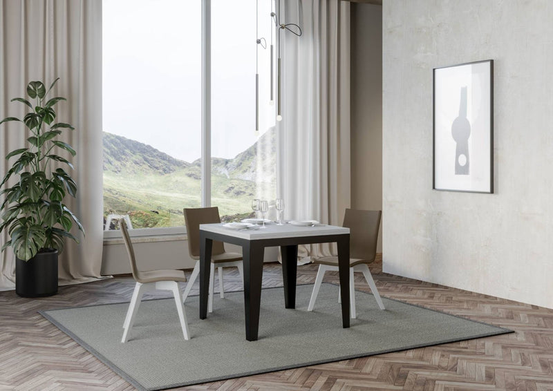 tavolo quadrato apertura a libro piano colore bianco frassino