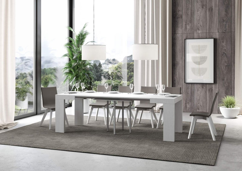 tavolo quadrato allungabile in legno bianco frassino