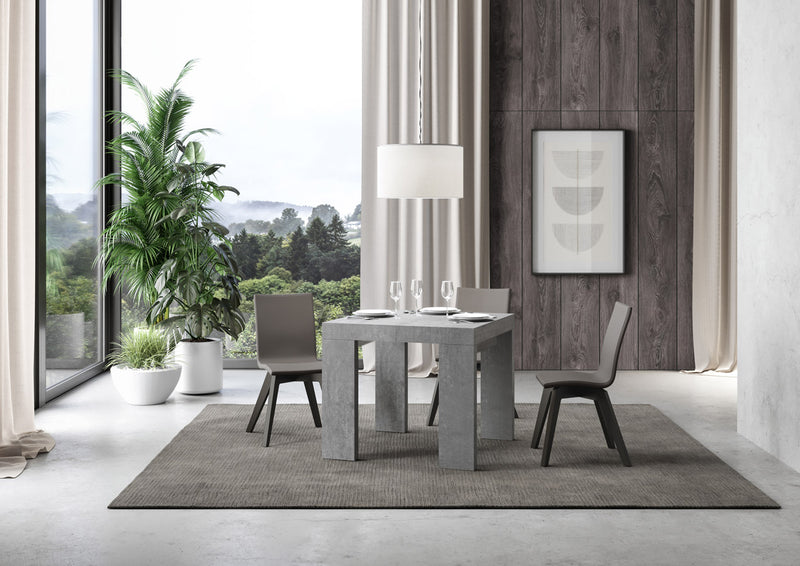 tavolo quadrato allungabile in legno cemento