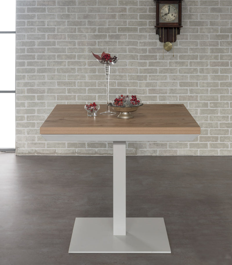 Gerald - Tavolo allungabile quadrato piano in legno base in metallo - vari modelli