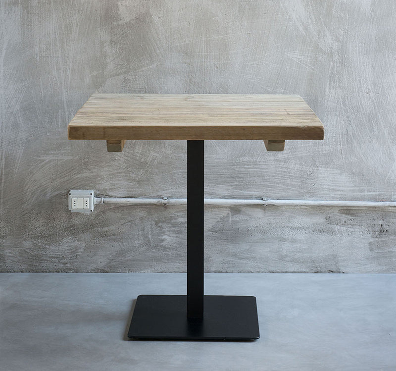 Tavolo quadrato contract base in ferro piano in legno cm 70x70x77h