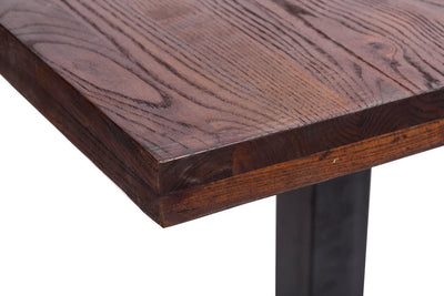 Tavolo quadrato contract gamba centrale in ferro piano in legno cm 80x80x75h