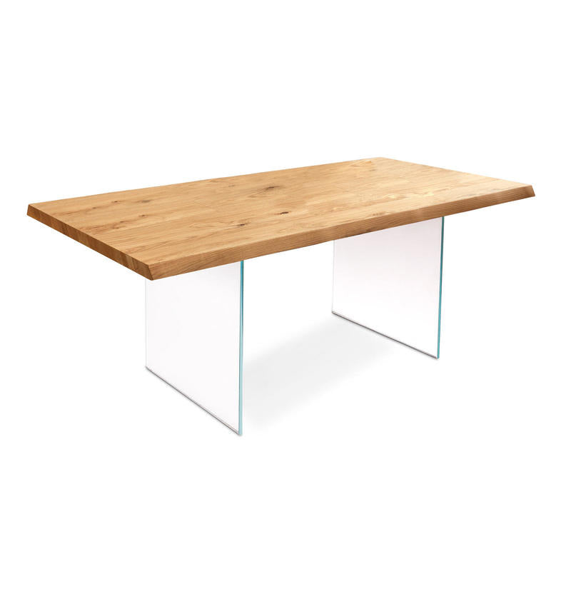 Tavolo moderno allungabile gambe in vetro piano in legno rovere - varie misure