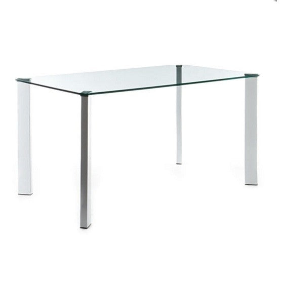 Tavolo scrivania moderna gambe in metallo piano in vetro - varie misure