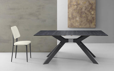 tavolo steel struttura e gambe metallo grigio ardesia RAL-7015 piano vetro ceramicato ardesia