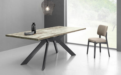 tavolo stell allungabile struttura gambe metallo grigio ardesia RAL 7015 piano laminato-vintage