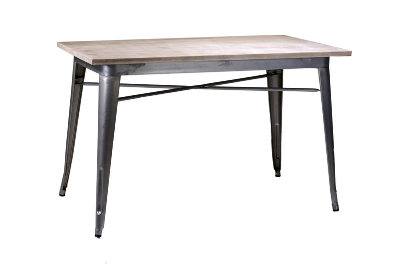 Tavolo da esterno stile industrial in ferro e legno cm 120x70x76h
