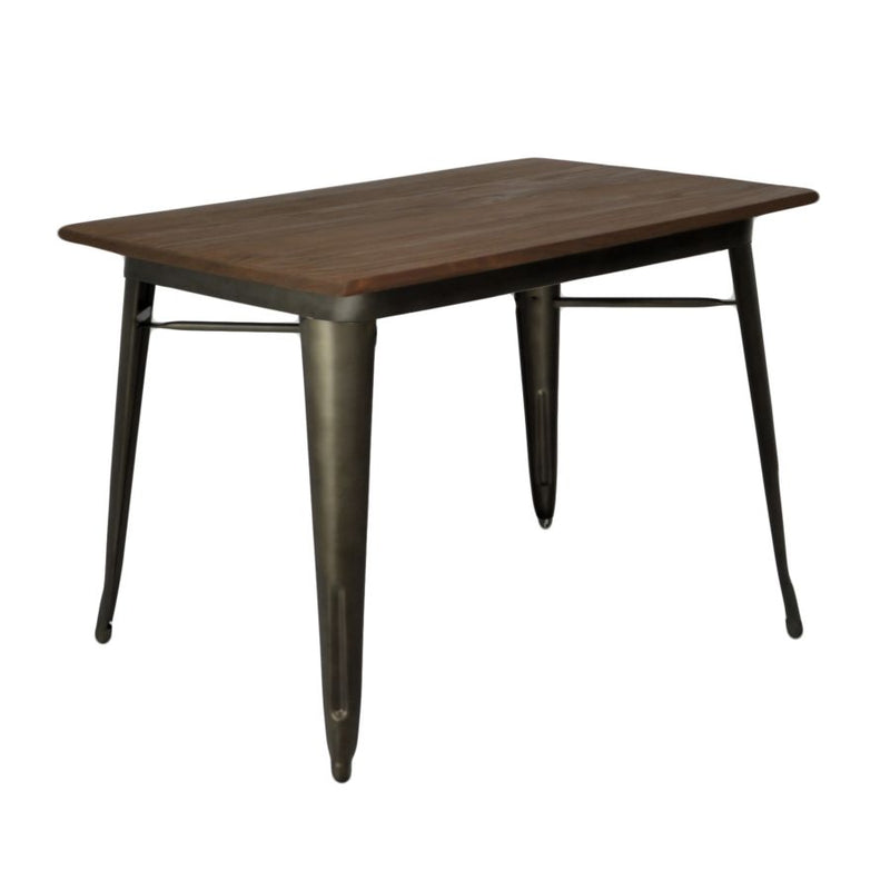 tavolo industrial marrone ferro e legno