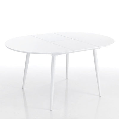 Tavolo ovale moderno allungabile bianco con piano in legno e gambe in metallo cm 120/160