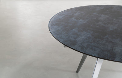 tavolo Argo struttura metallo alluminio RAL 9006 piano vetro ceramicato ardesia 134
