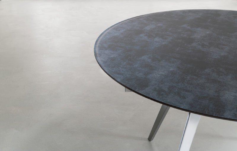 tavolo Argo struttura metallo alluminio RAL 9006 piano vetro ceramicato ardesia 134