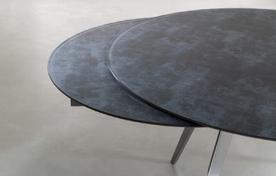 tavolo Argo struttura metallo alluminio RAL 9006 piano vetro ceramicato ardesia 134
