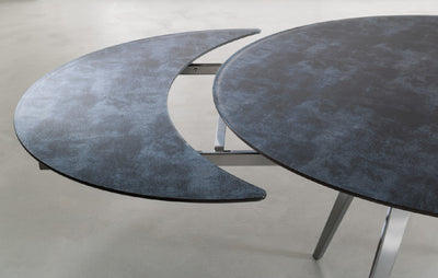 tavolo Argo struttura metallo alluminio RAL 9006 piano vetro ceramicato ardesia 134