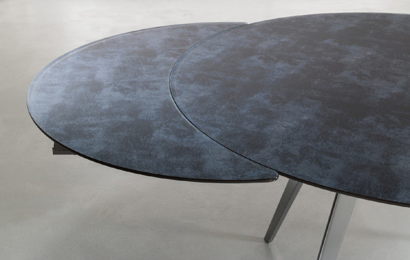 tavolo Argo struttura metallo alluminio RAL 9006 piano vetro ceramicato ardesia 134