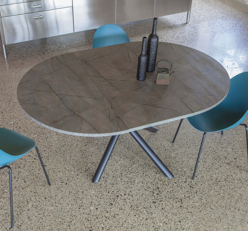 tavolo tondo allungabile piano in legno basalto grey