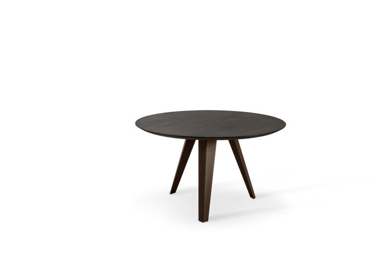 Tavolo tondo fisso  piano in legno gambe in metallo colore ruggine cm Ø 130x76h - vari colori