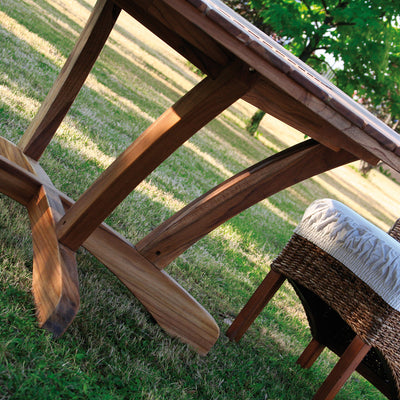 Tavolo tondo da esterno in legno massello di teak con portavivande girevole - varie misure