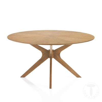 tavolo tondo da salotto in legno colore rovere