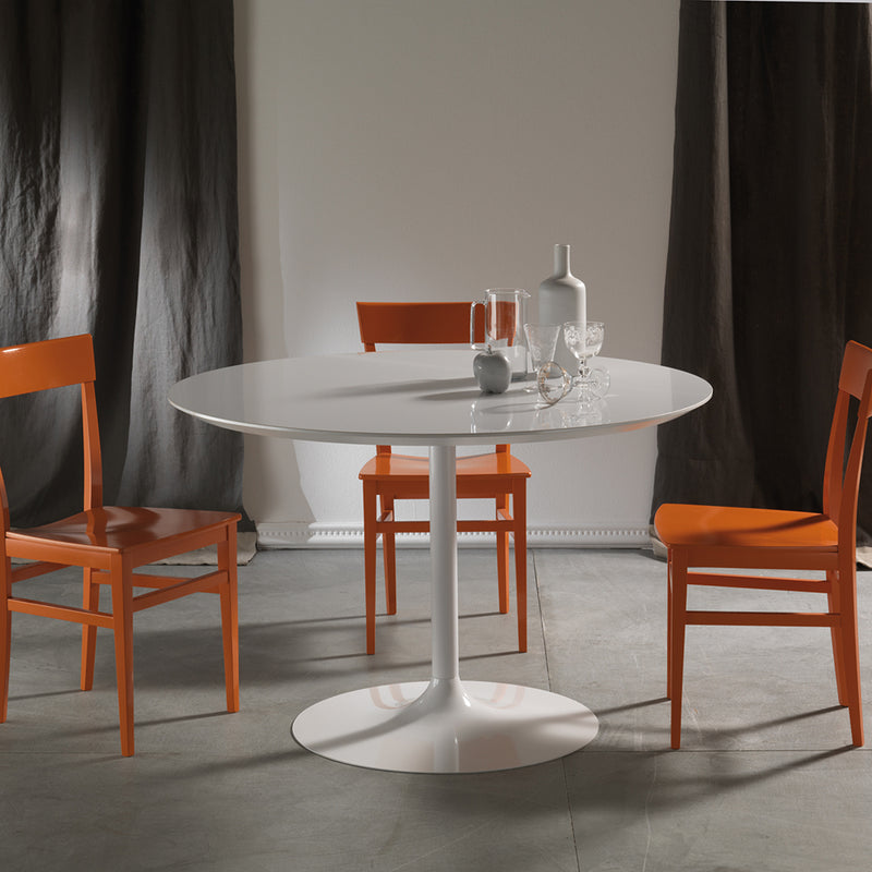 Max - Tavolo design rotondo base in metallo verniciato piano bianco opaco - varie dimensioni
