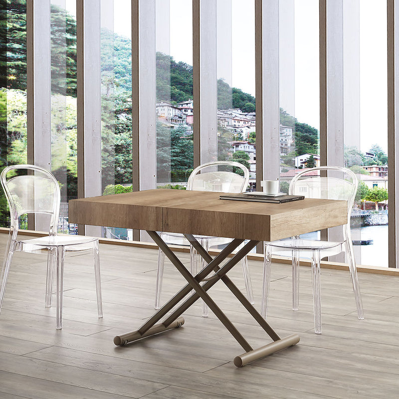 Get Off - Tavolo moderno trasformabile in metallo piano in legno ardesia cm 120/220x80x25/75h