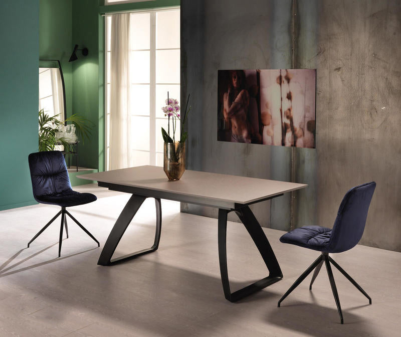 tavolo allungabile in metallo piano in legno grigio chiaro