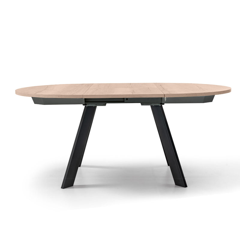Kasper - Tavolo allungabile tondo gambe in metallo piano legno cm Ø 125/185 - vari colori