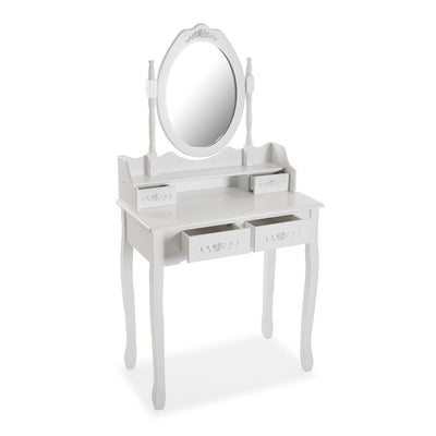 Toilette da camera stile shabby in legno colore bianco cm 75x40x146h
