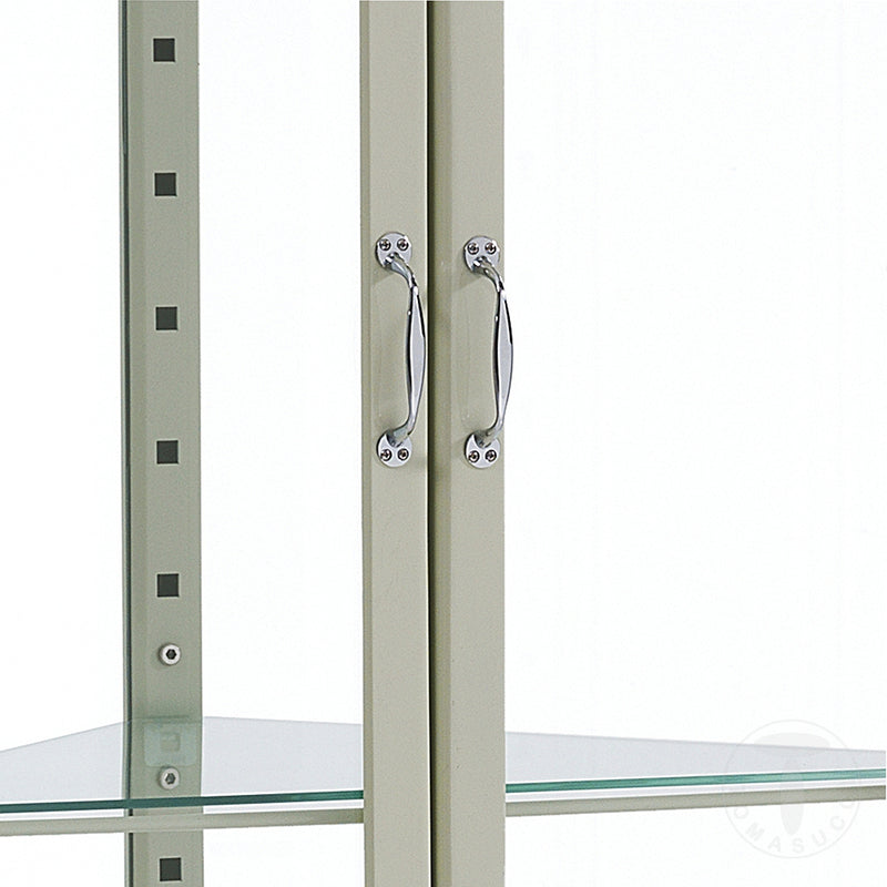 Vetrina ad angolo moderna in acciaio con ripiani in vetro cm 74x50x166h - vari colori