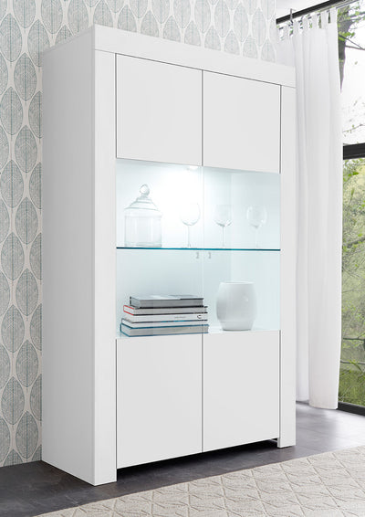 Ludmilla - Vetrina alta 2 ante moderna in legno cm 110x42x186h - vari colori