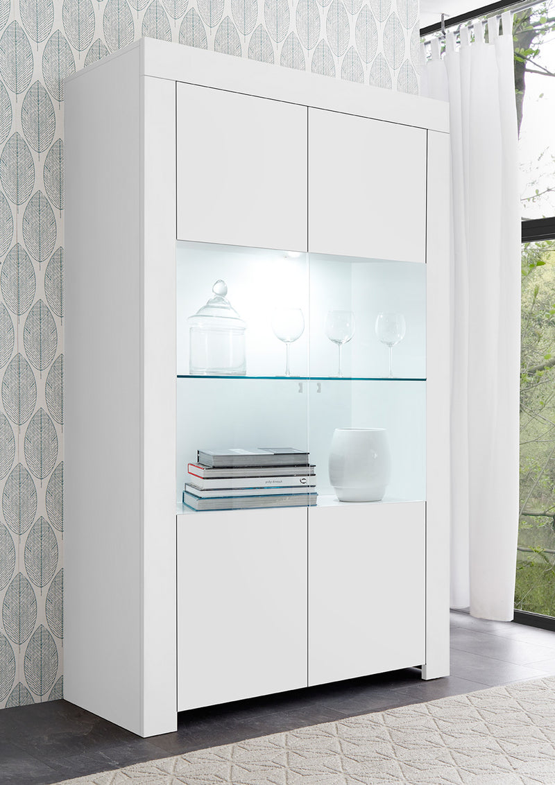 Ludmilla - Vetrina alta 2 ante moderna in legno cm 110x42x186h - vari colori