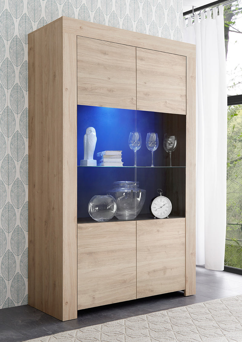 Ludmilla - Vetrina alta 2 ante moderna in legno cm 110x42x186h - vari colori