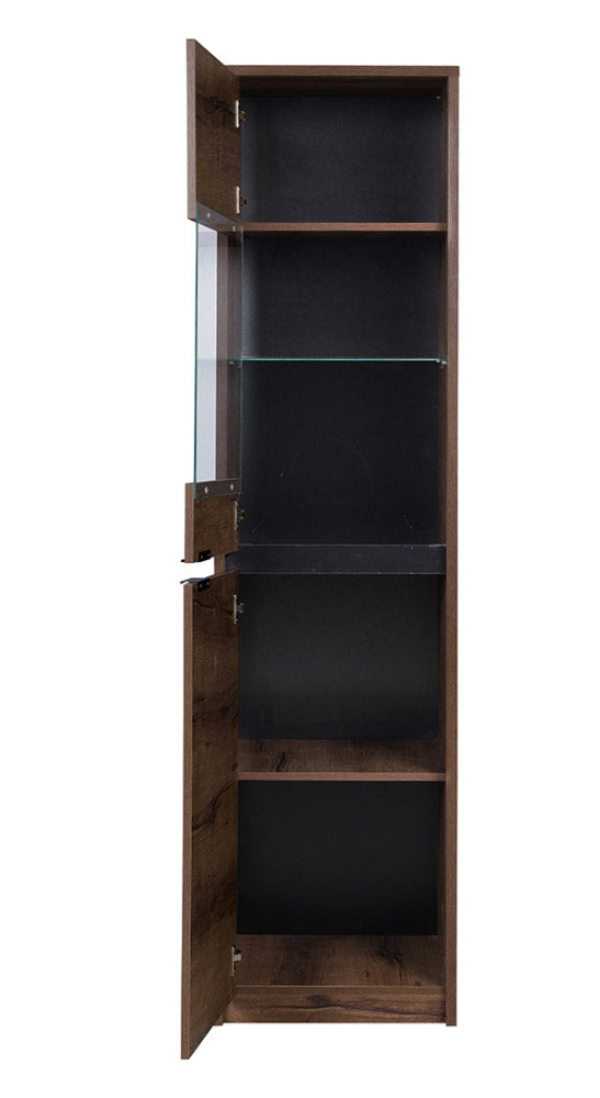vetrina a colonna 2 ante in legno oak monaster e nero lucido