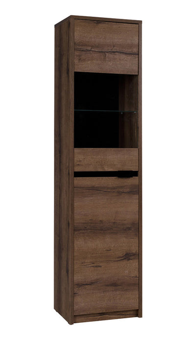 vetrina a colonna 2 ante in legno oak monaster e nero lucido