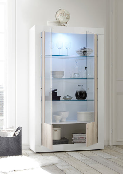 Irlanda - Vetrina design moderno 2 ante ossido e cemento cm 110x42x190h