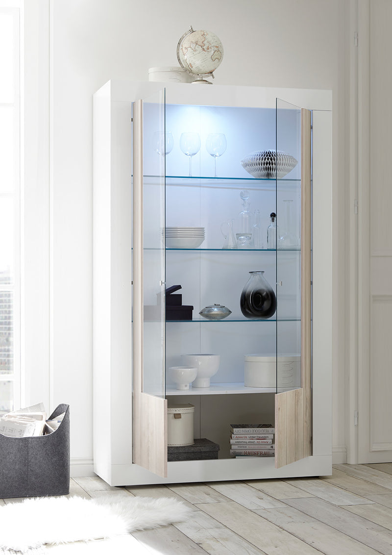 Irlanda - Vetrina design moderno 2 ante ossido e cemento cm 110x42x190h